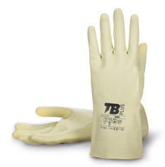 9001 beige latex chemical glove, chlorinated lining, with radiation protection.