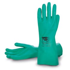 9009F green nitrile chemical glove with flock lining