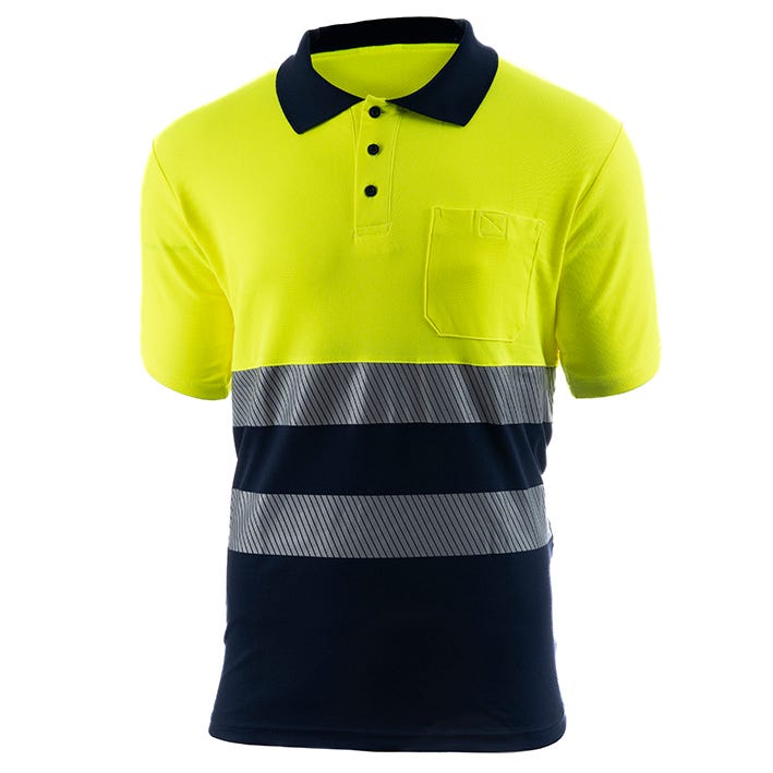 Polo de manga corta de alta visibilidad combinado con banda segmentada JAZZ HV